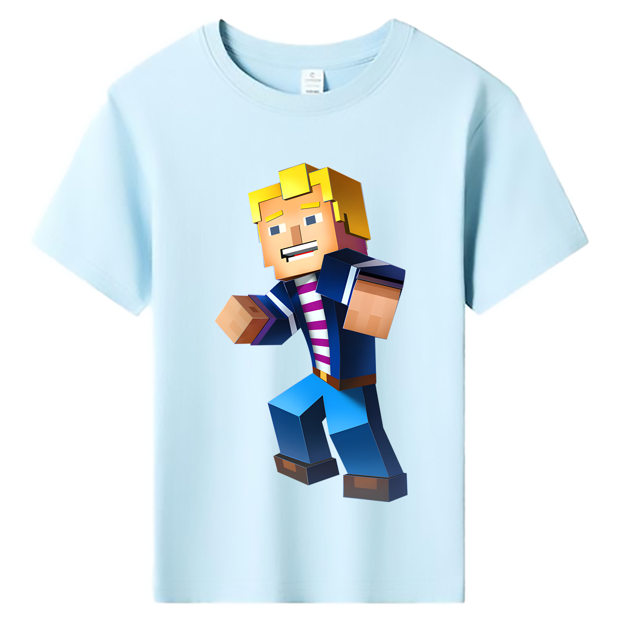 （画像用） マインクラフト ブロックの世界 Minecraft MC Block world 綿100％キッズTシャツ（フロントプリント）